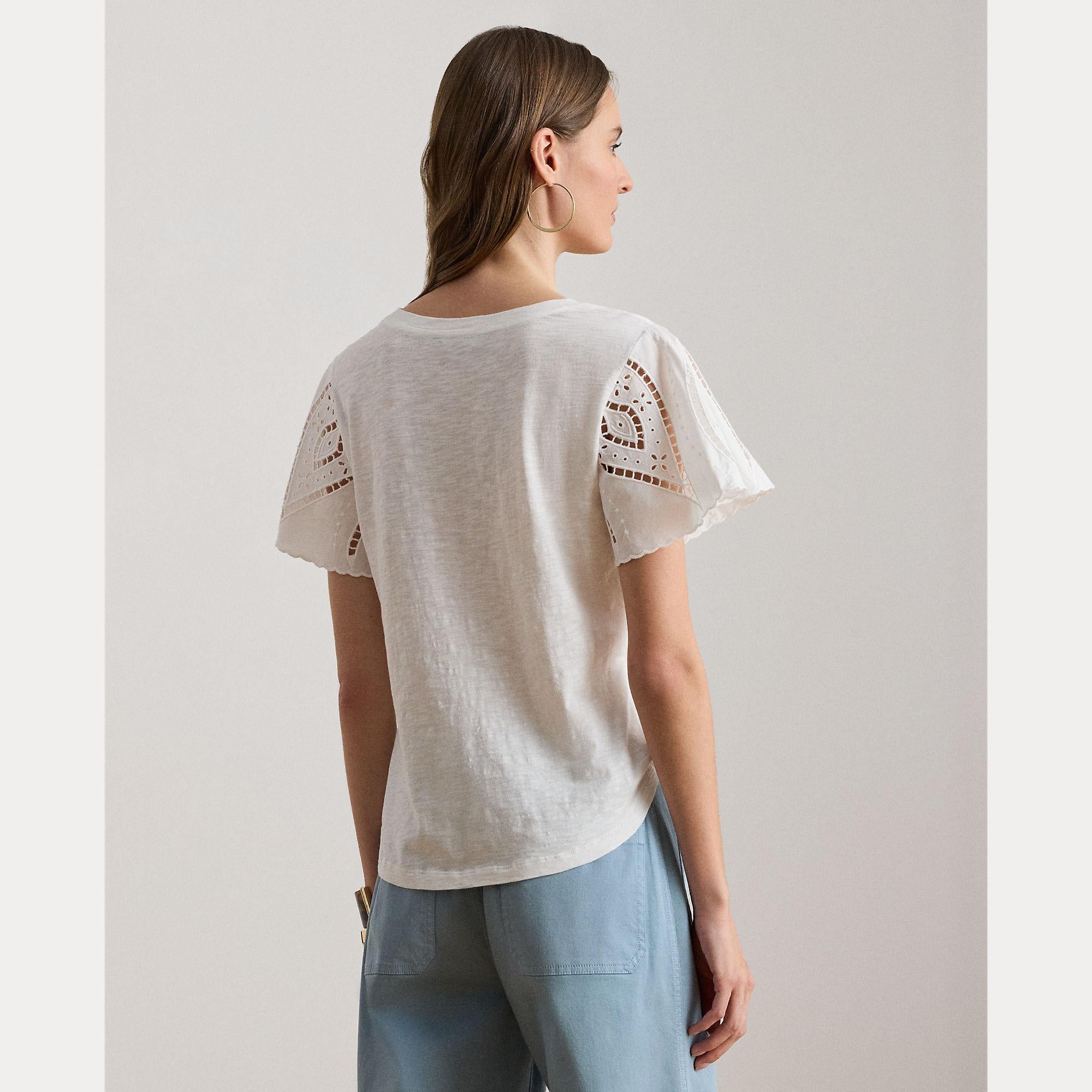 t-shirt traforato broadcloth 200-P09104 003 RALPH LAUREN LAUREN 