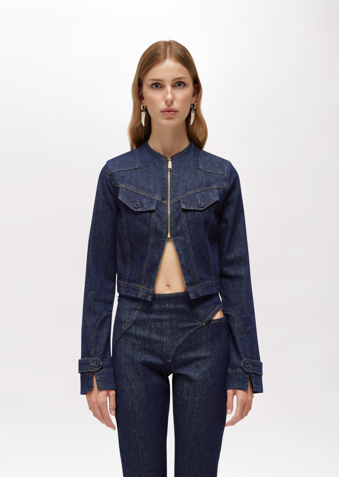 giacca in denim con spilla RA6066D4992 77951 Blugirl 