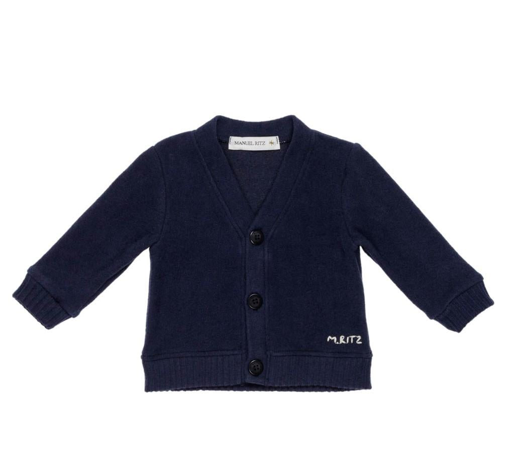 cardigan con logo al fondo MR3241 BLU MANUEL RITZ KIDS 