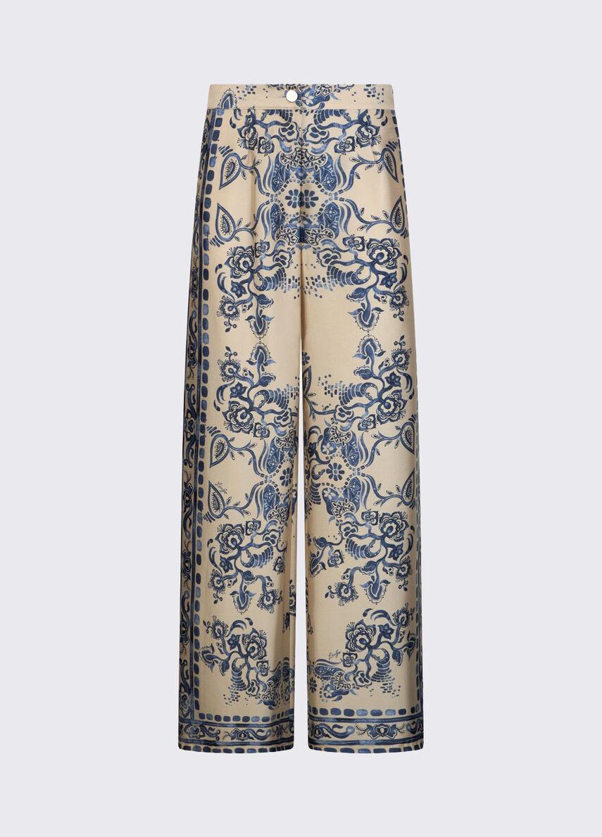 pantalone con stampa foulard CA6230TS555 P9652 LIU JO BLACK 