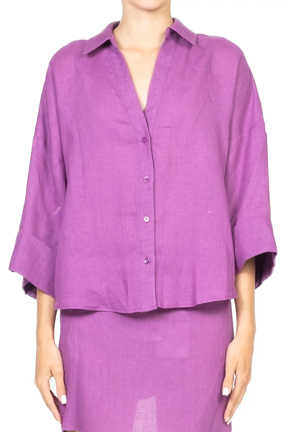 camicia in lino TD1431 VIOLA VICOLO 