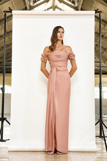 abito elegante con spacco 5267 PEACH MAESTRI 