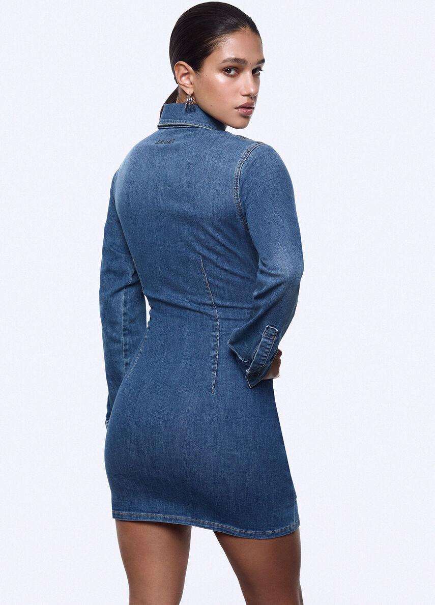 abito corto in denim con stringhe UA6508D0399 79157 LIU-JO CAPSULE ELODIE 