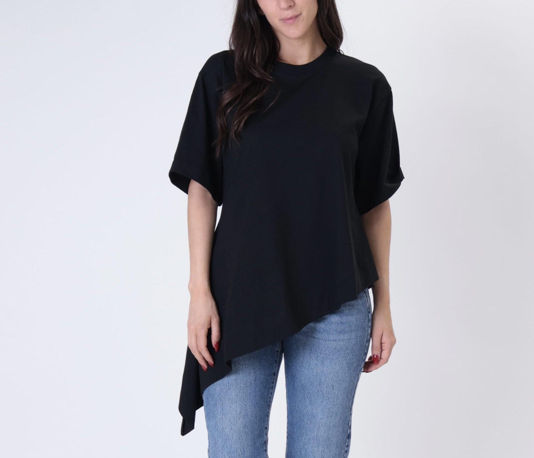 T-shirt asimmetrica UAB0384 NERO VICOLO 