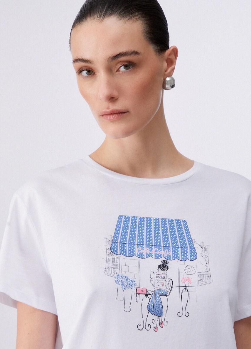 t-shirt con stampa grafica WA6502JS923 P9411 LIU JO WHITE 