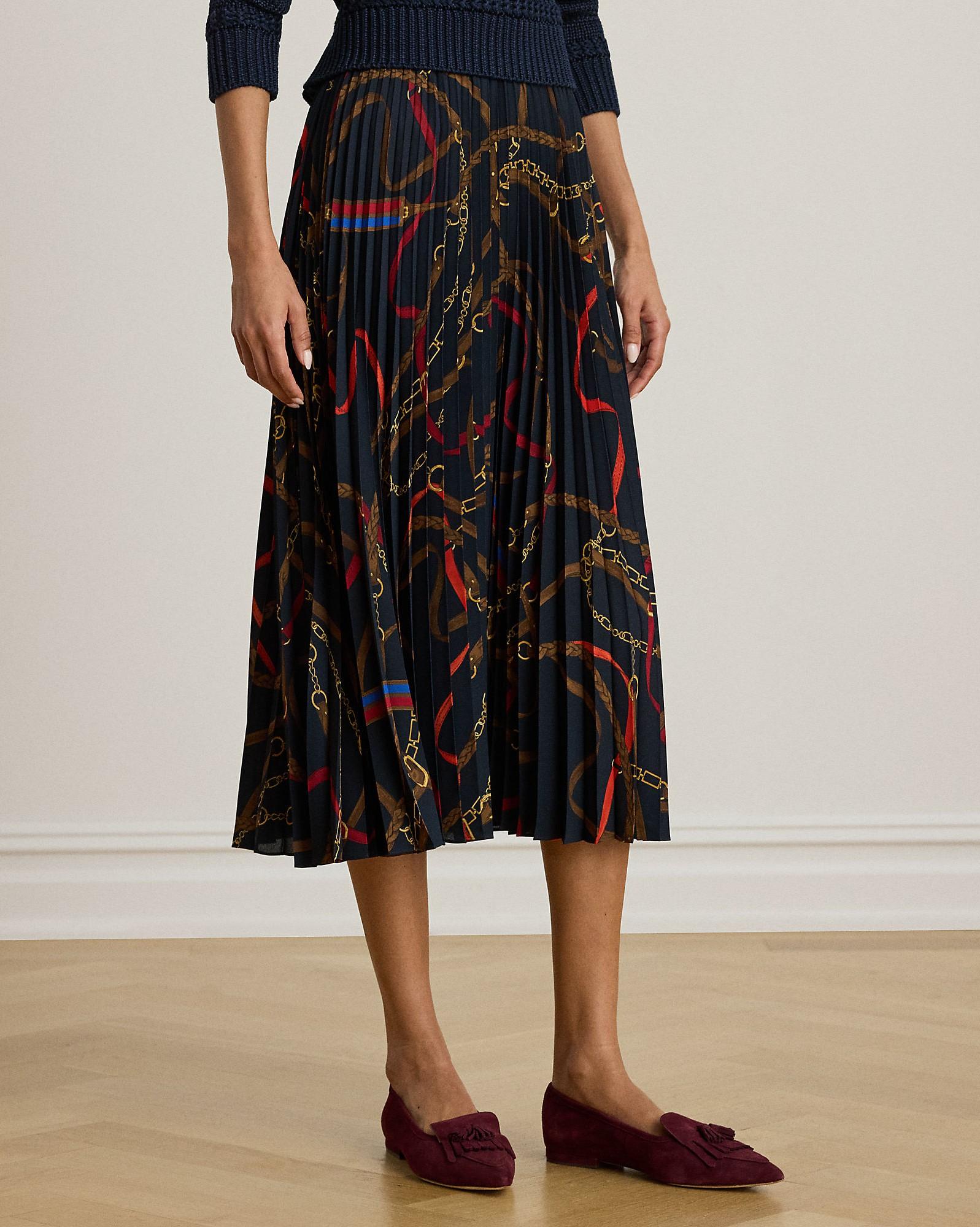gonna plissettata con stampa cintura 200-P03550 001 LAUREN RALPH LAUREN 