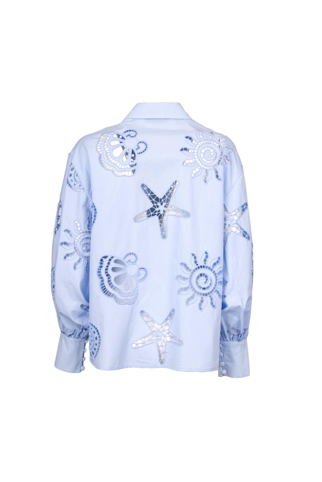 camicia con ricami ANACAPRI 250S6 CELESTE ODI' ODI' 