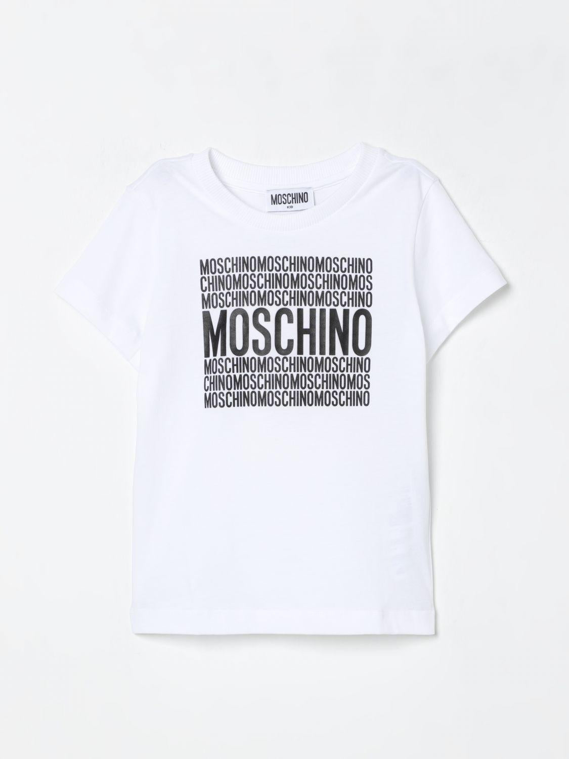 t-shirt con multiscritta H6M04KLAA01 10101 MOSCHINO KIDS 