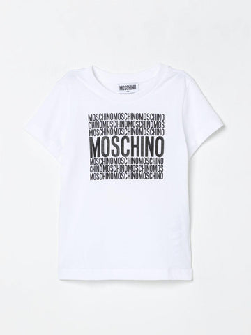 t-shirt con multiscritta H6M04KLAA01 10101 MOSCHINO KIDS 