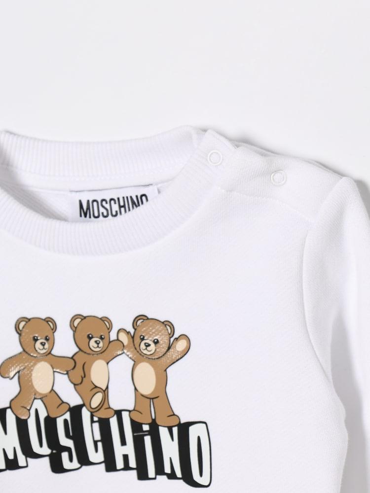 felpa scritta logo e teddy bear MTF060LCA89 10101 MOSCHINO KIDS 