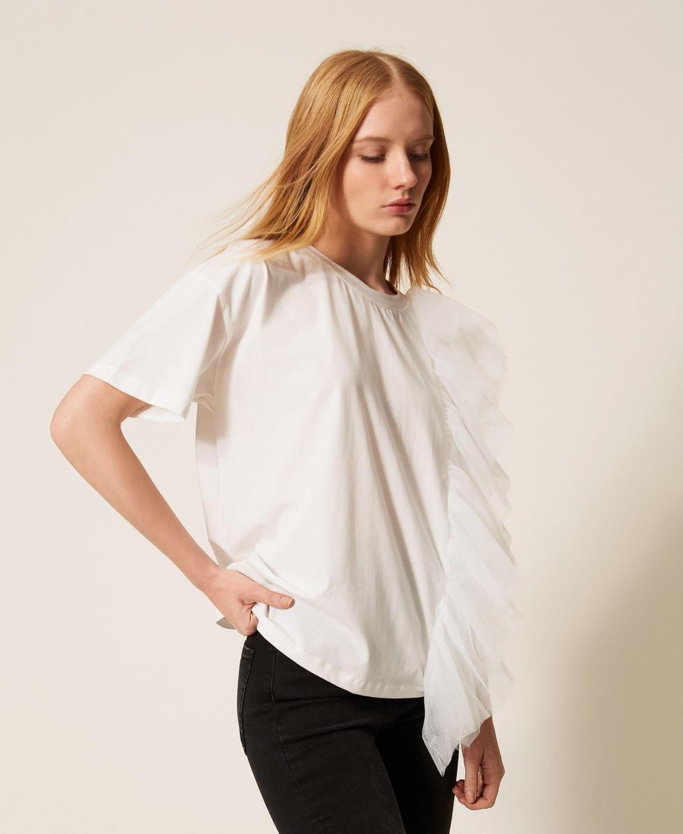 t-shirt regular con tulle 261AP2165 00526 TWINSET ACTITUDE 