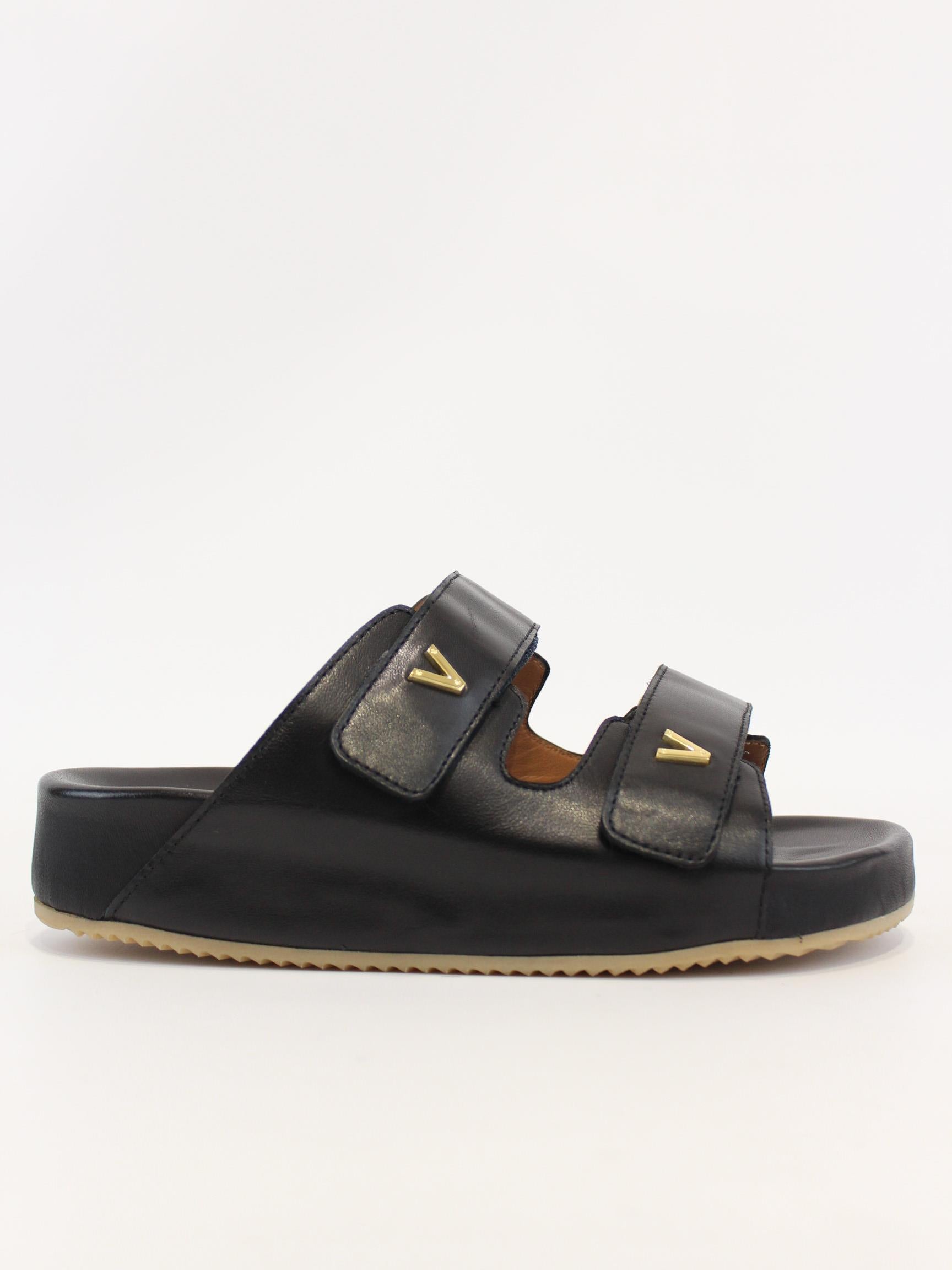 sandalo basso in pelle 4356 NERO VIA ROMA 15 