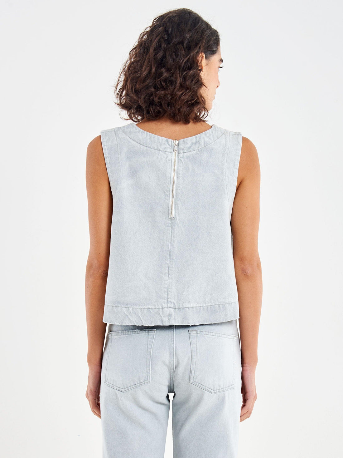 top in denim con gioiello DAB 5111 DENIM GRIGIO VICOLO 