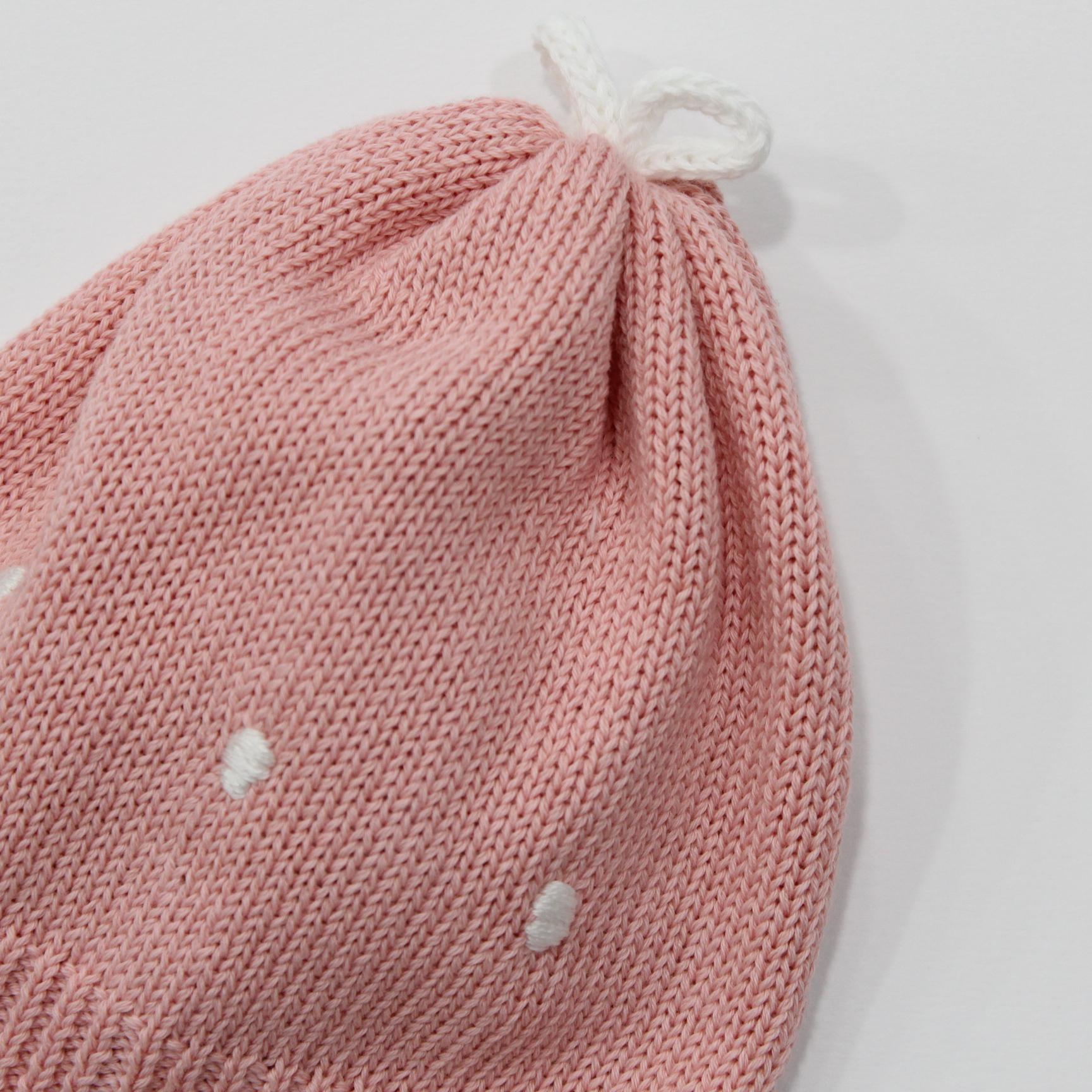 CAPPELLO NEONATO CON RICAMI in cotone TEDDY CAPPELLO PINK PICCOLA GIUGGIOLA 