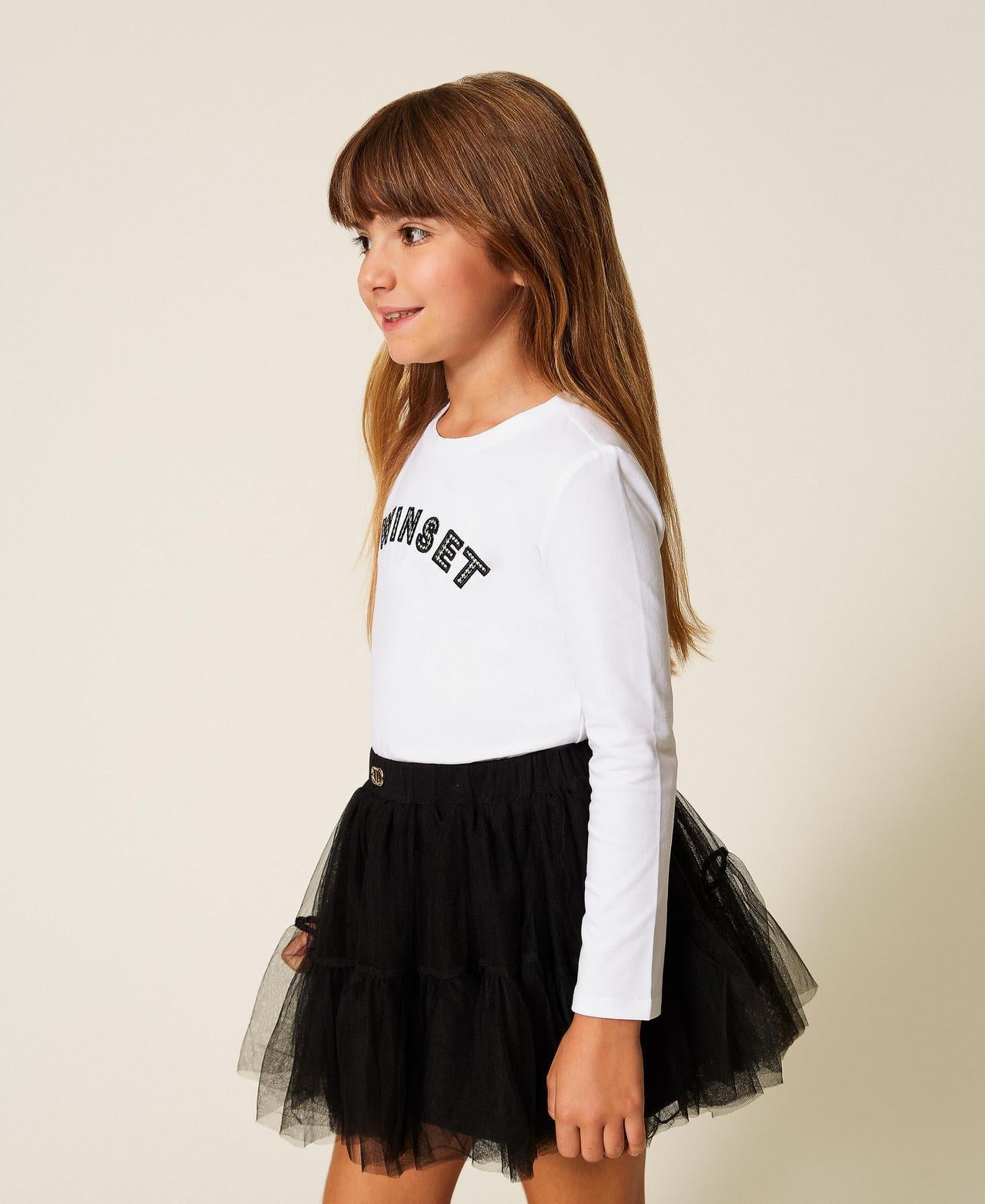 t-shirt con logo maniche lunghe 252GB2261 00526 TWINSET GIRL 