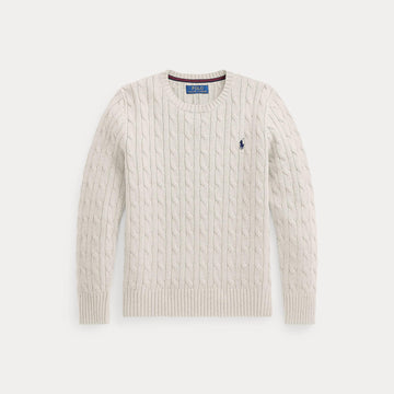 maglione in cotone a trecce 323702674024 WHITE RALPH LAUREN POLO 