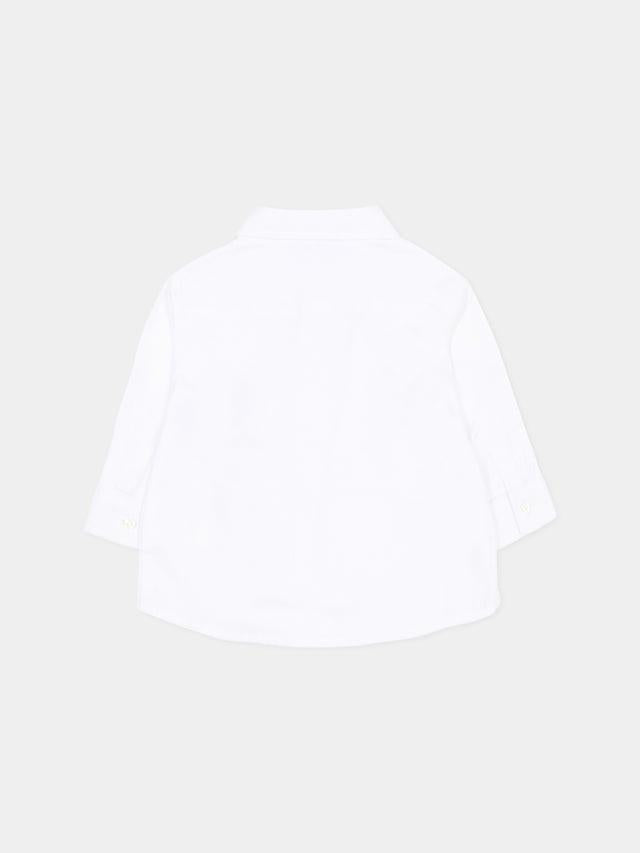 camicia con patch orso MUC01N LNE06 10101 MOSCHINO KIDS 