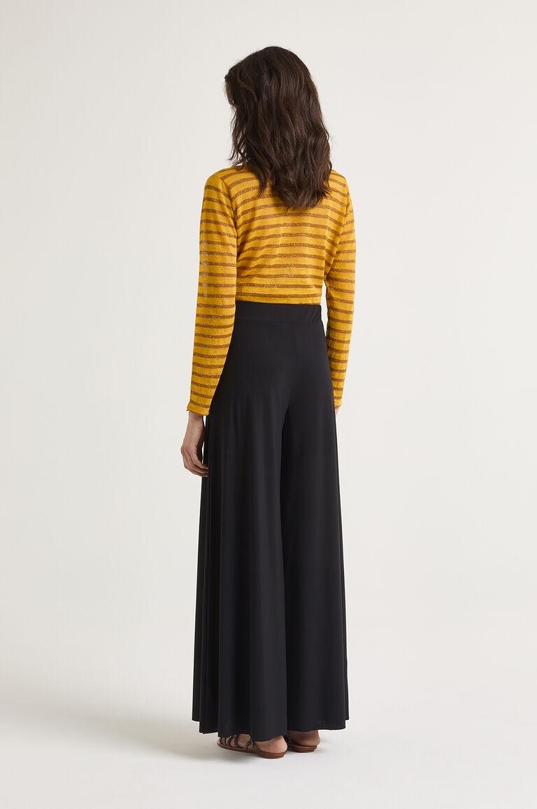 pantalone con gamba a farfalla JH0117 70210 2000 NERO BLACK MALI'PARMI 
