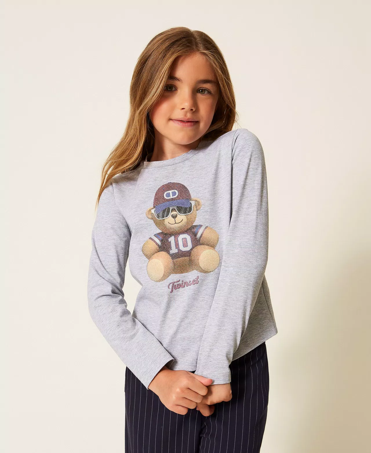 t-shirt con stampa e strass 252GJ2321 11834 TWINSET GIRL 