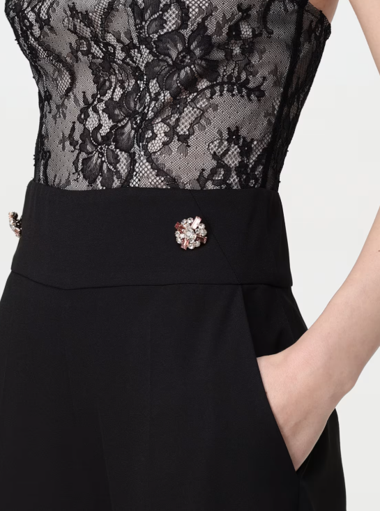 tuta con inserti in pizzo H.V3592.4203 NERO HANITA 