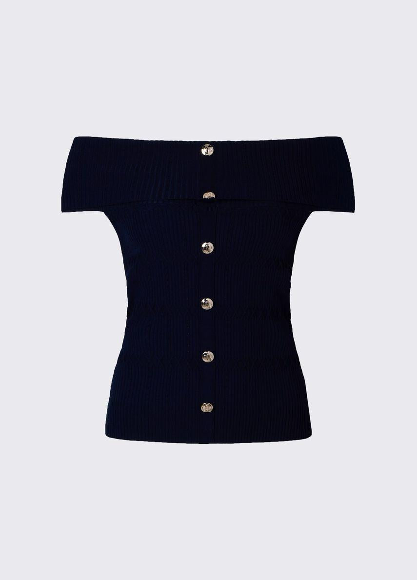top bardot in maglia CA6217MS55N P9583 LIU JO BLACK 
