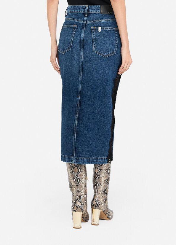 gonna longuette in pizzo UF5217D0290 78940 LIU JO DENIM 
