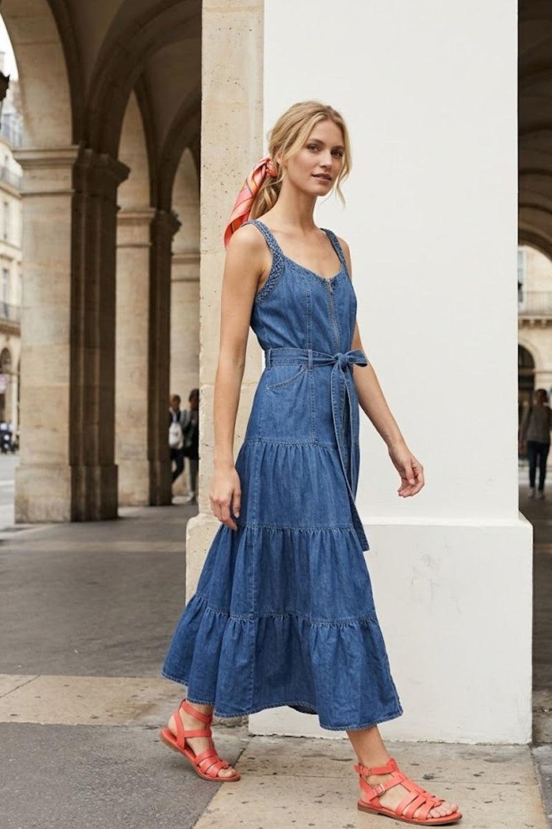 abito midi in denim P615032 GILLY DENIM BLE DERHY 