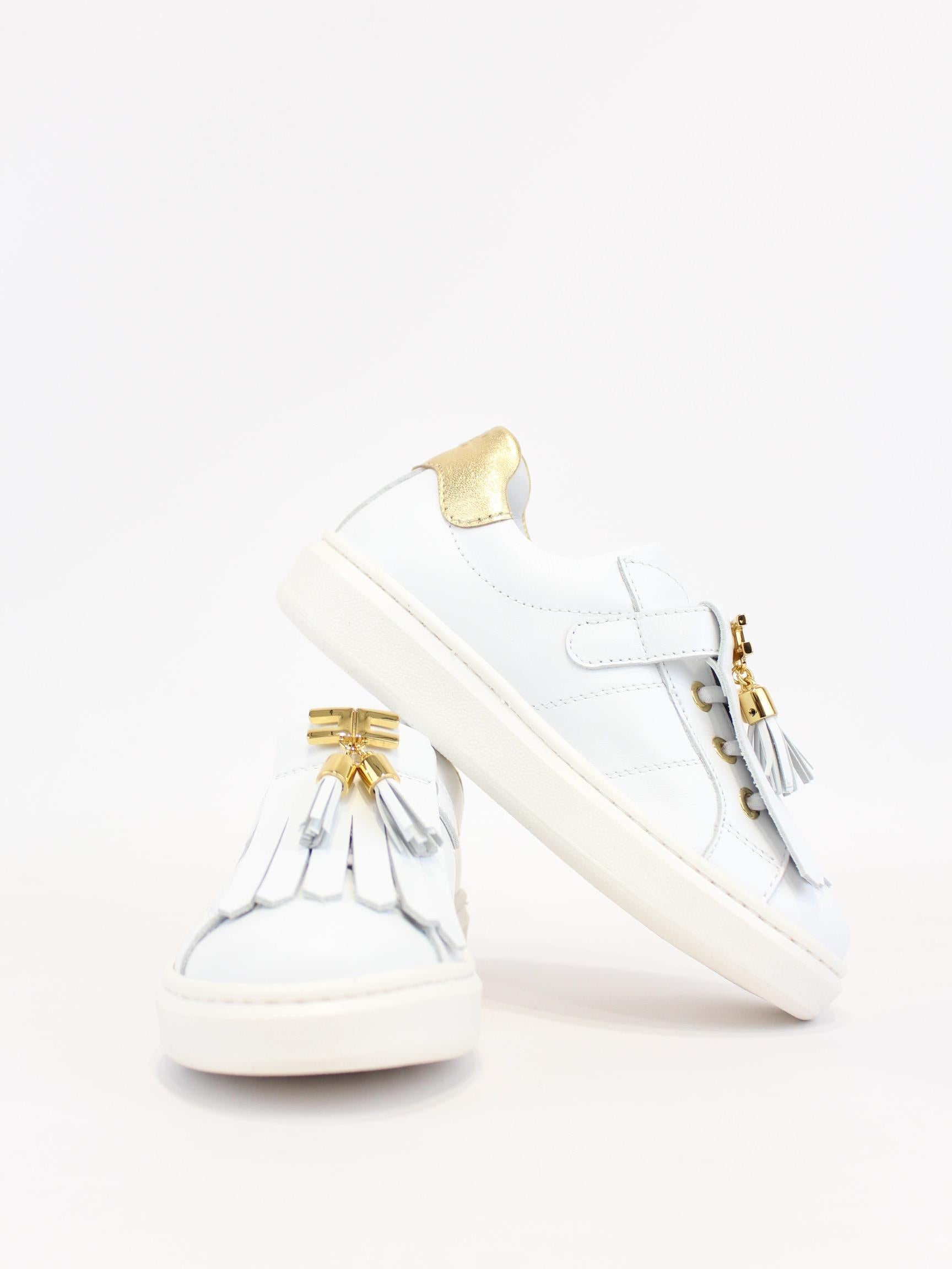 sneakers con frange e inserti oro F1A9 E0224 BIANCO/ORO ELISABETTA FRANCHI 