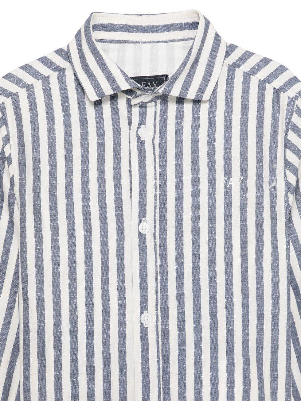 camicia a righe FY5P30 Z3691 101BL IVORY/BLUE FAY 