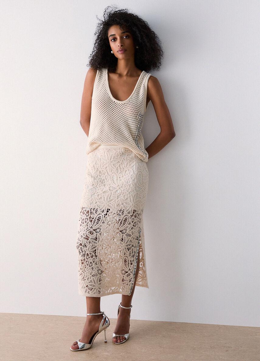 gonna midi in macramè WA6361J7871 W9831 LIU JO WHITE 