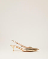 TWINSET Décolleté sling back in pelle Oro