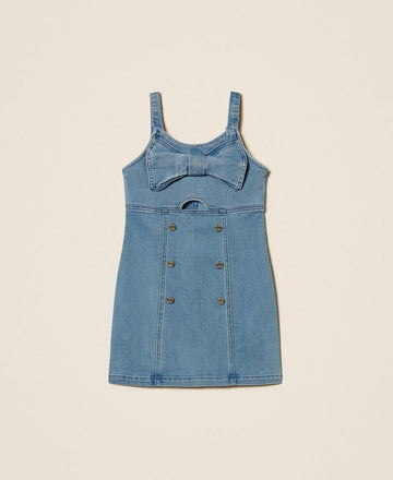 abito corto in denim fiocco 261GJ2061 03451 TWINSET GIRL 