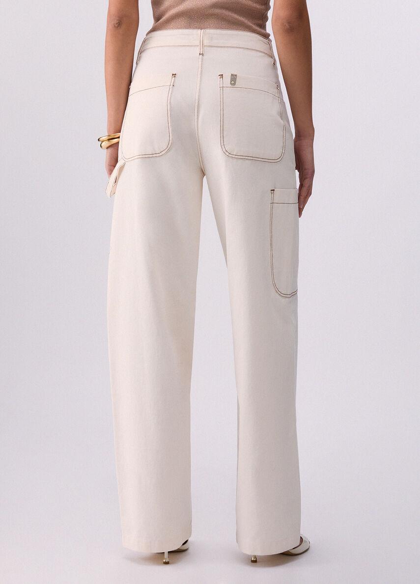 pantalone con maxi tasche WA6178T295A 10605 LIU JO WHITE 