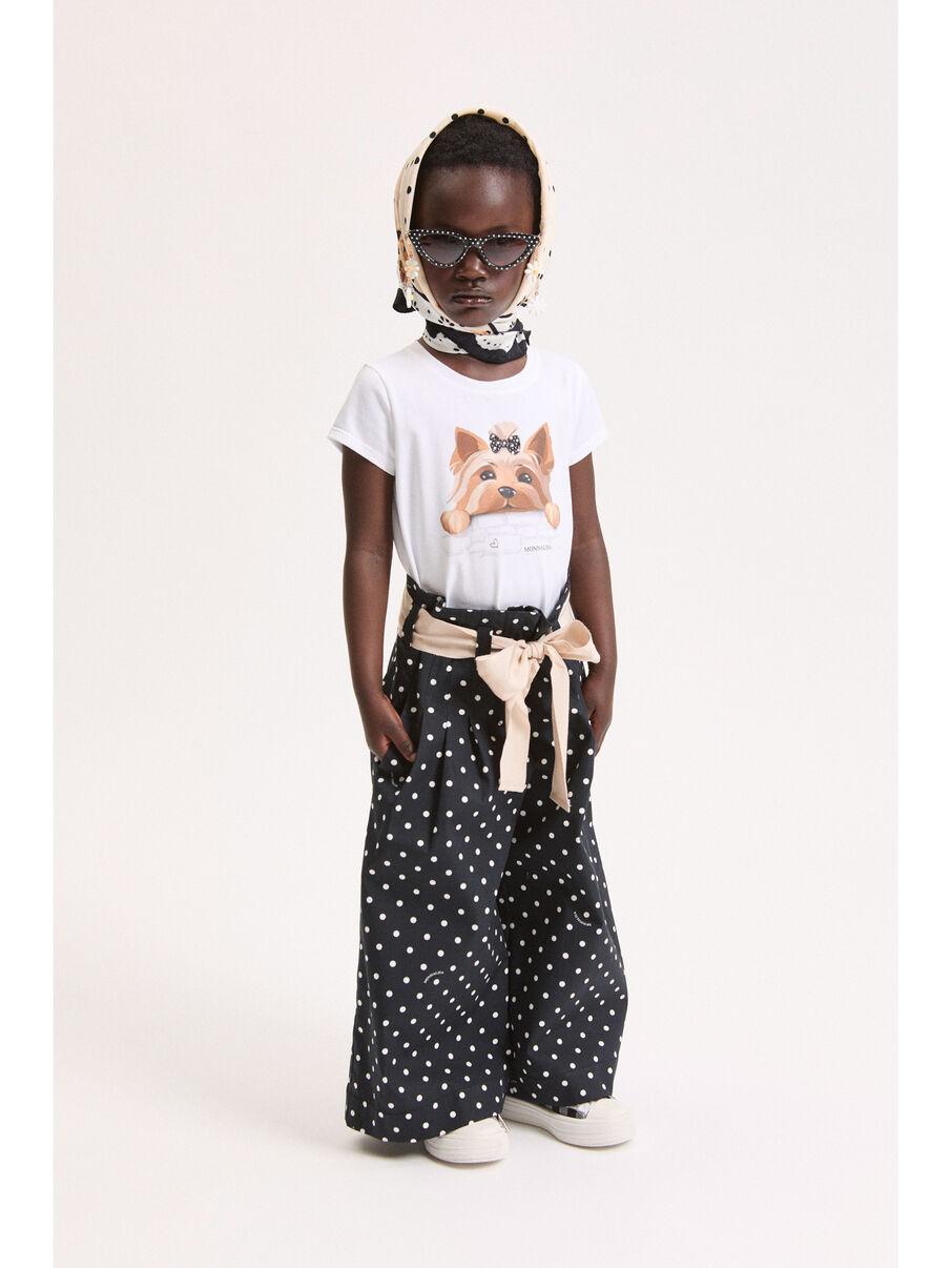 pantalone con cinta e pois 11G414 7600 5099 MONNALISA 