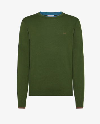 maglioncino in cotone K35109 VERDE SCURO SUN68 