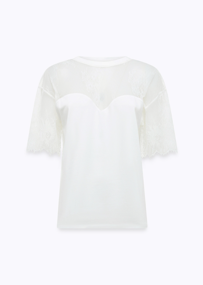 t-shirt con pizzo RA6132J5003 11111 Blugirl 