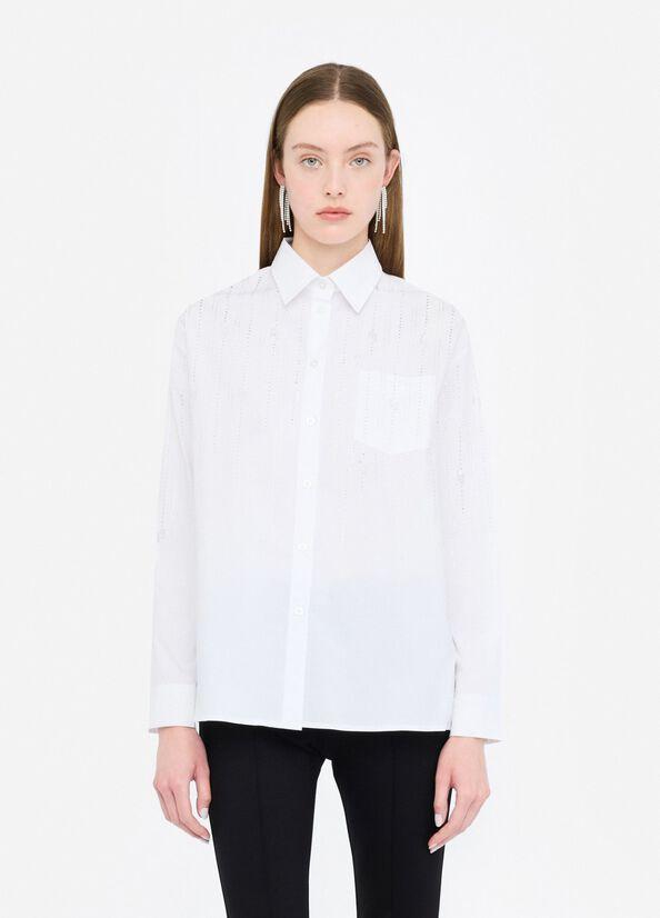 camicia in cotone con strass UF5240T039A M9725 LIU JO DENIM 