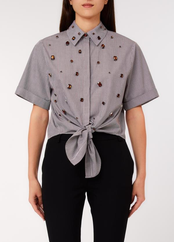 camicia con ricamo castoni CA6248T527A P9588 LIU JO BLACK 