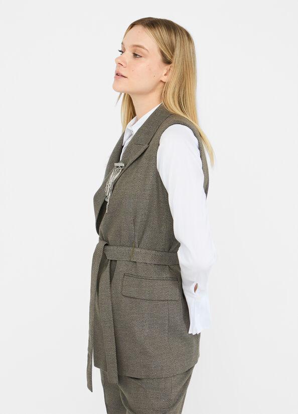gilet con logo e cintura in vita CF5259T054A M9770 LIU JO BLACK 