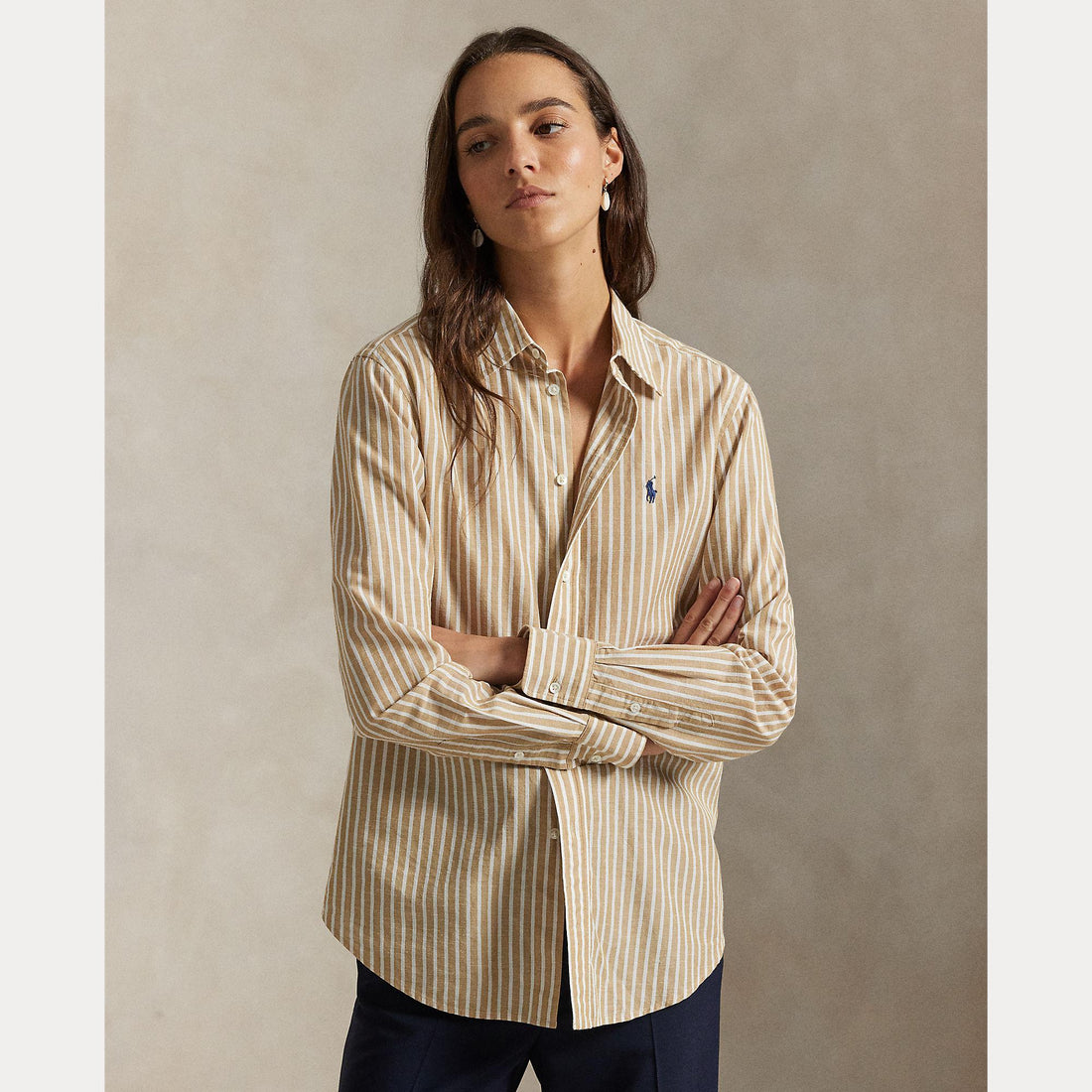 camicia in cotone e lino a righe 211-971514 501 RALPH LAUREN POLO 