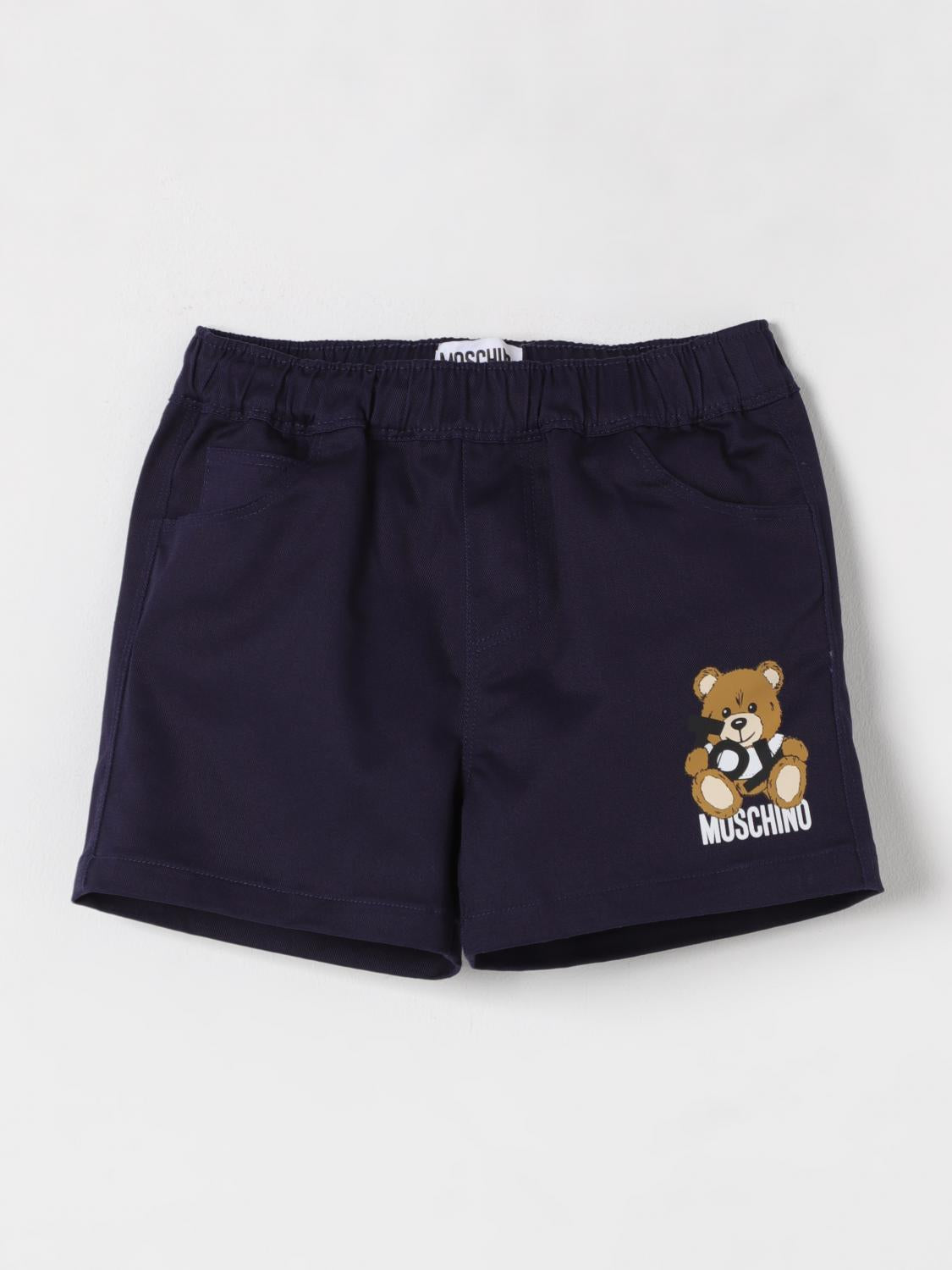 shorts con ricamo orsetto MUQ018LPA01 40016 MOSCHINO KIDS 
