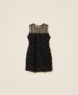 TWINSET ACTITUDE abito corto in tulle con fiori Nero