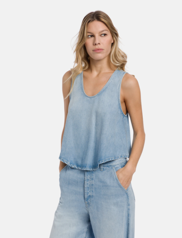 top in denim DC454DF0266DMC6 800 DONDUP 