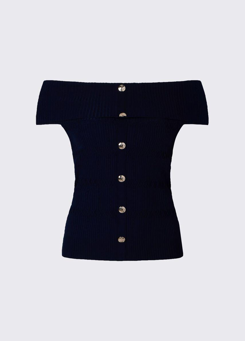 top bardot in maglia CA6217MS55N 22222 LIU JO BLACK 
