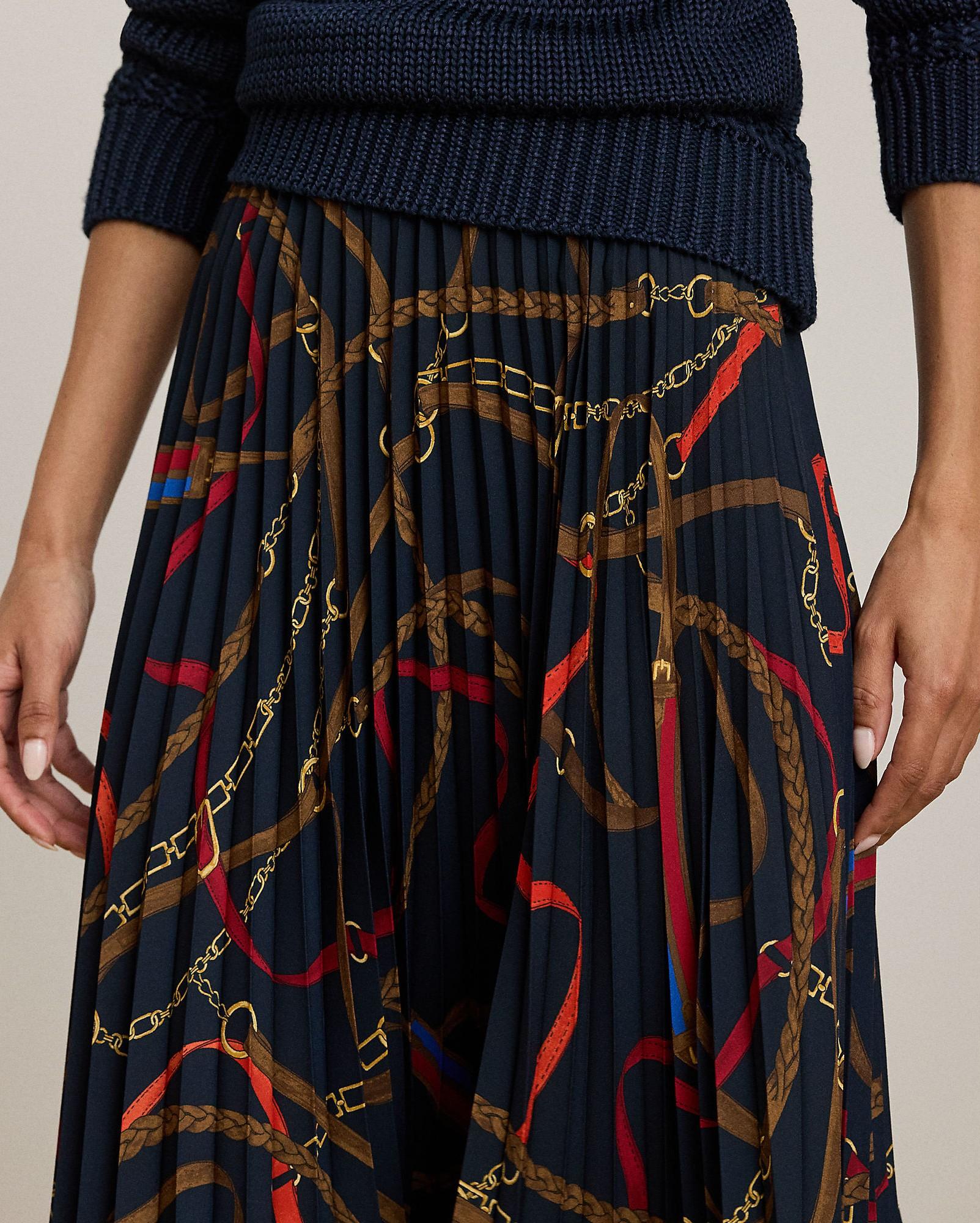 gonna plissettata con stampa cintura 200-P03550 001 LAUREN RALPH LAUREN 