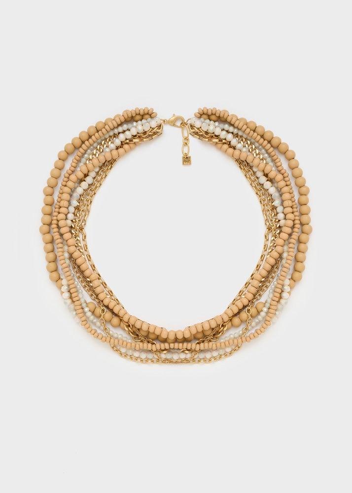 collana multifilo in legno e pietre ABCL0396 ORO NALI' 