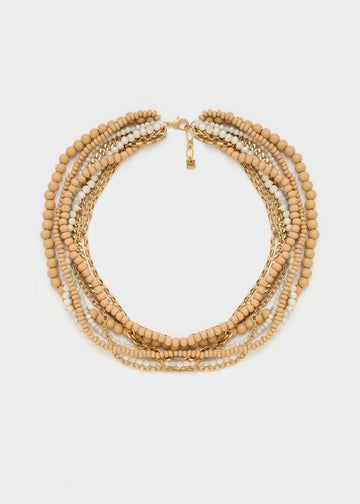 collana multifilo in legno e pietre ABCL0396 ORO NALI' 