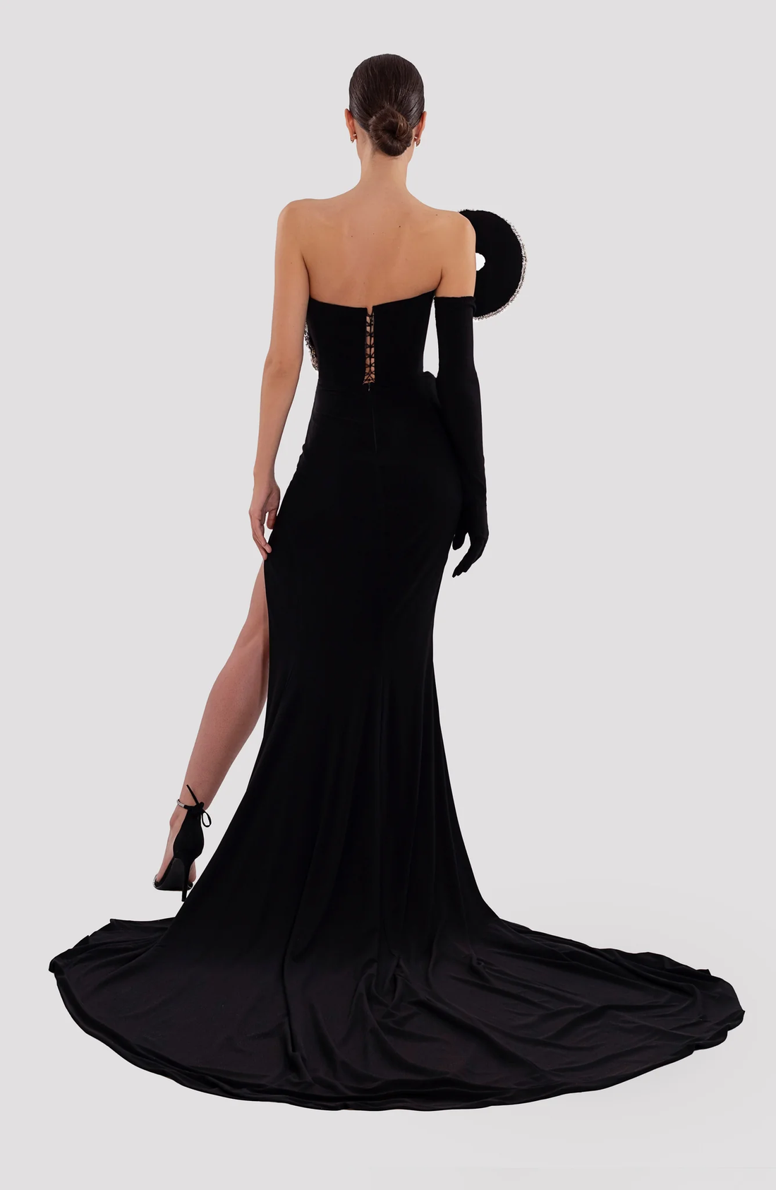 abito elegante con applicazioni AD5022 NERO CON APP ALBINA DYLA 