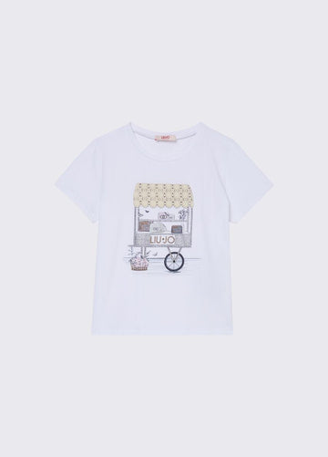 t-shirt con applicazioni GA6046JS003 L9037 LIU JO JUNIOR 