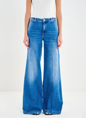 jeans elena wide leg DAB 5015 DENIM BLU VICOLO 